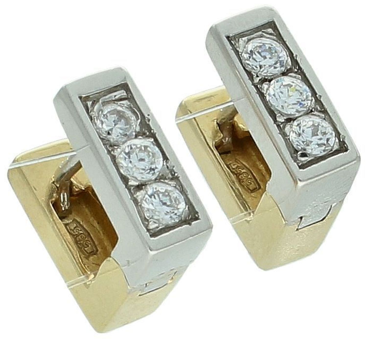 Kolczyki prostokąty złote łączone z cyrkoniami 585 KLC-000000-292-585.jpg
