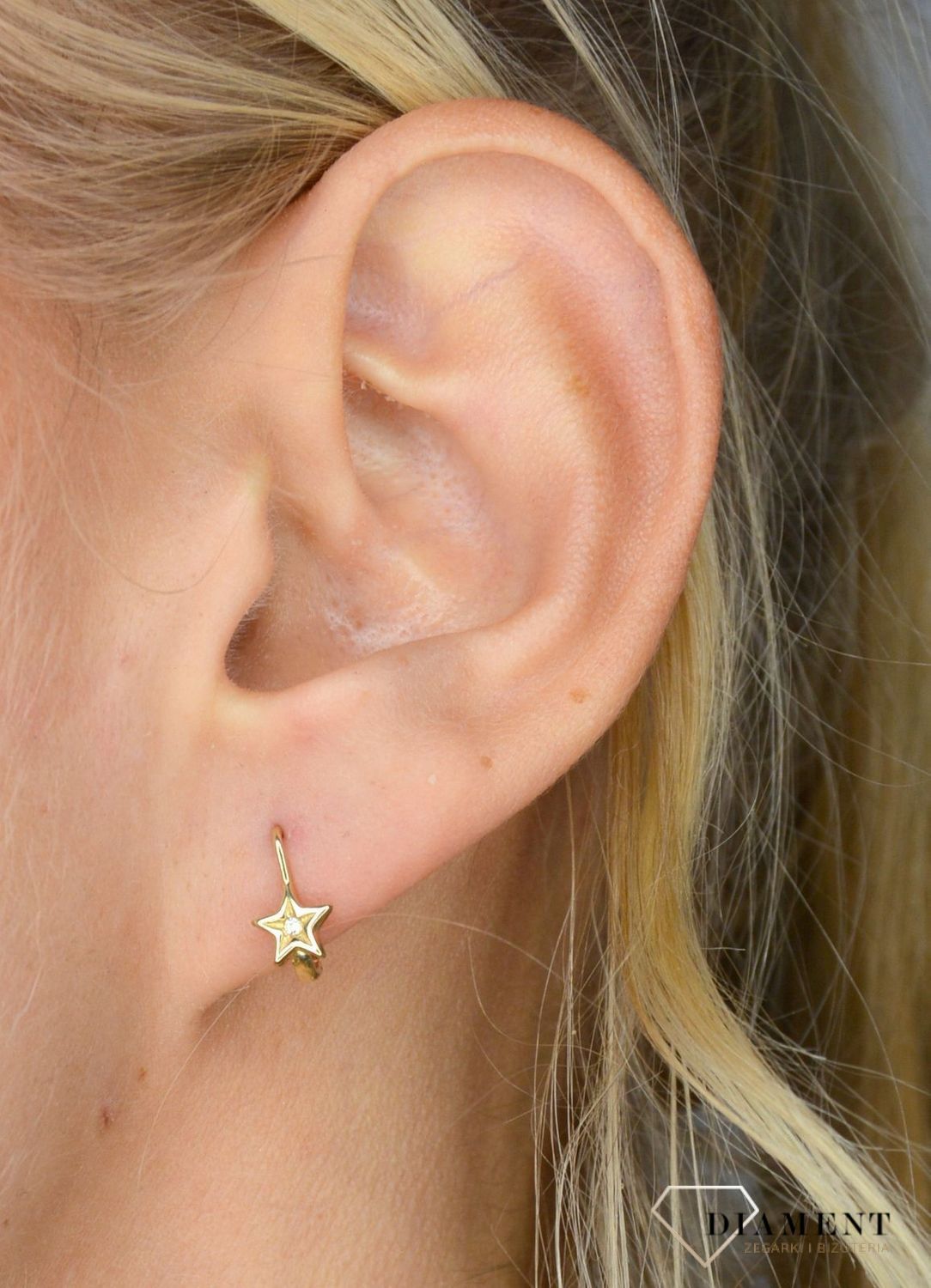 Złote kolczyki dla dziewczynki ' Gwiazdeczki ' KLC-000000-333-585.jpg