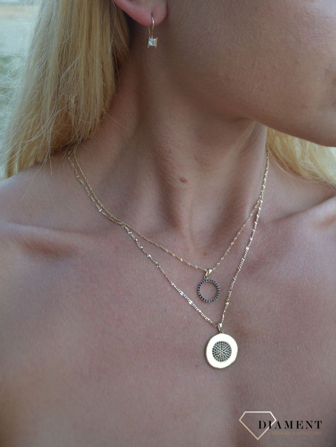 Złote kolczyki z kwadratową cyrkonią  KLC-000000-335-585.jpg