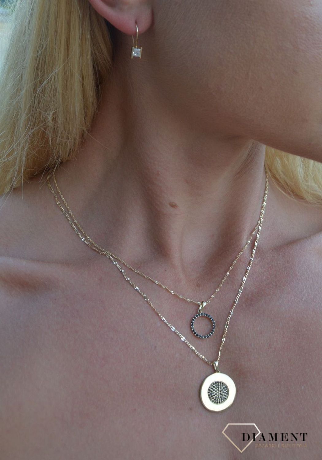 Złote kolczyki z kwadratową cyrkonią  KLC-000000-335-585.jpg