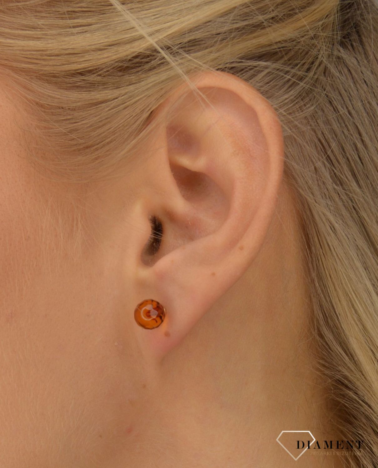 Złote kolczyki 585 kulki z bursztynem ze złota KLC-000000-340-585.jpg