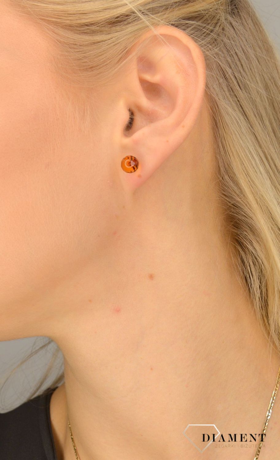 Złote kolczyki 585 kulki z bursztynem ze złota KLC-000000-340-585.jpg