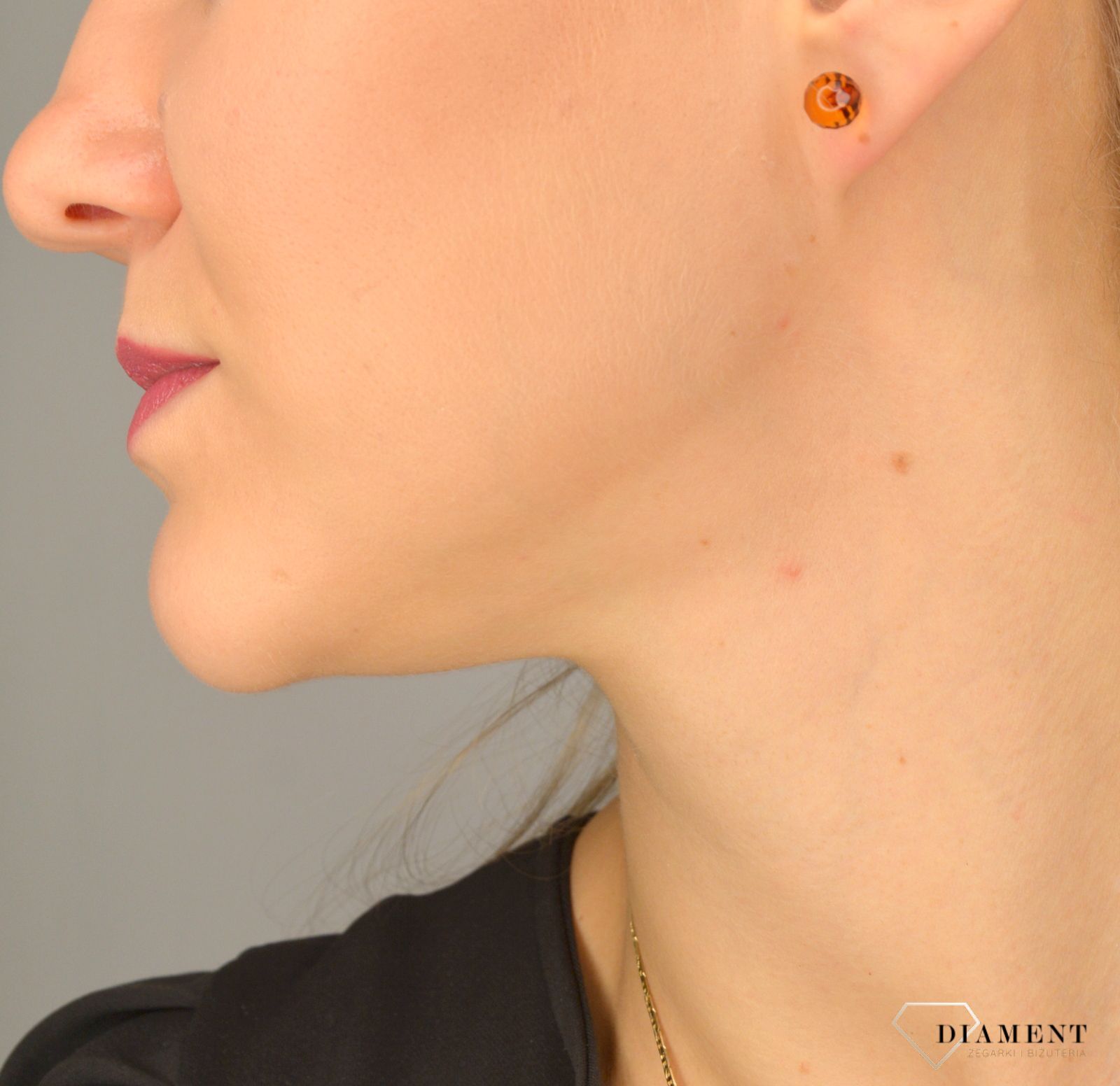 Złote kolczyki 585 kulki z bursztynem ze złota KLC-000000-340-585.jpg