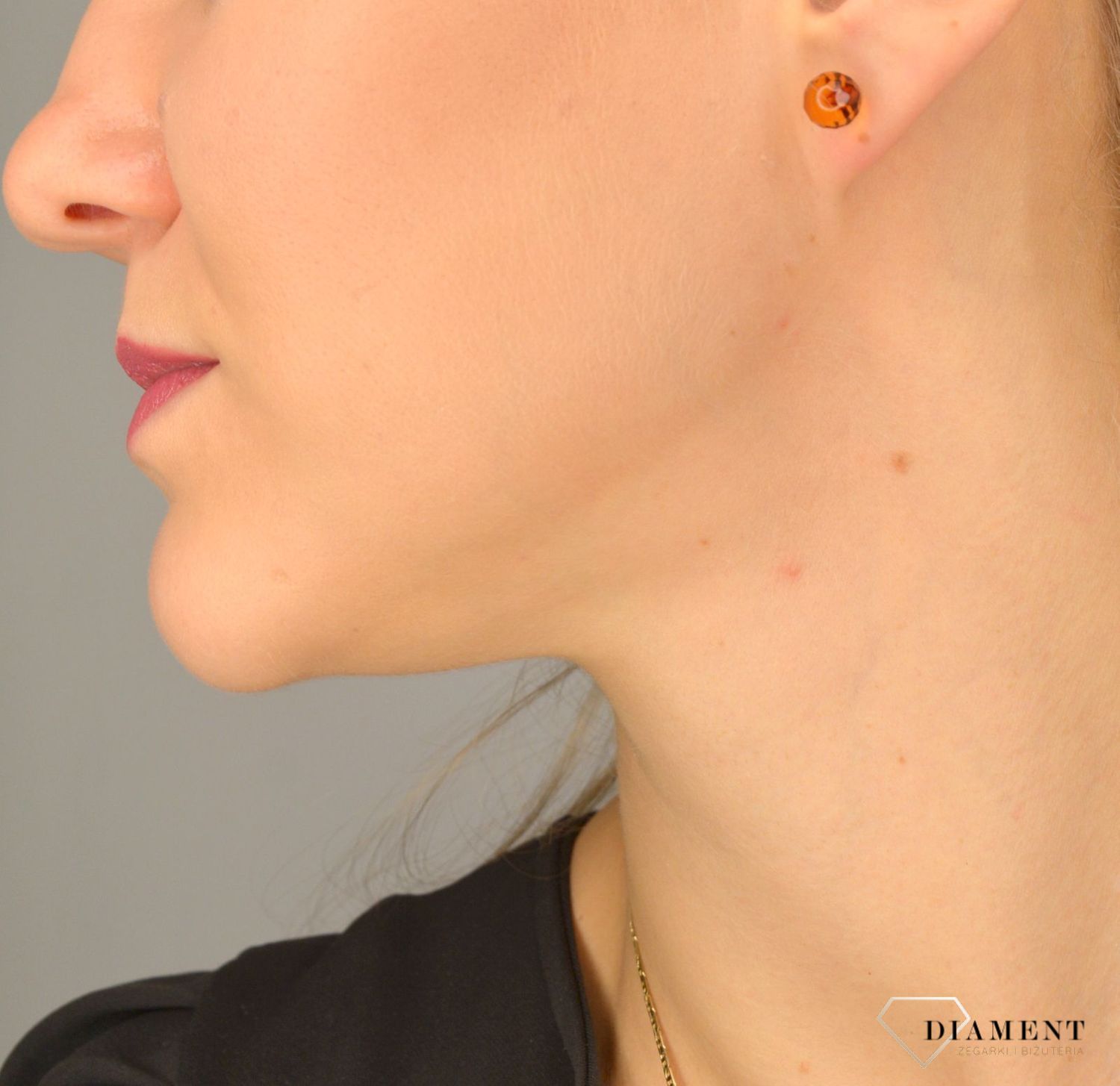 Złote kolczyki 585 kulki z bursztynem ze złota KLC-000000-342-585.jpg