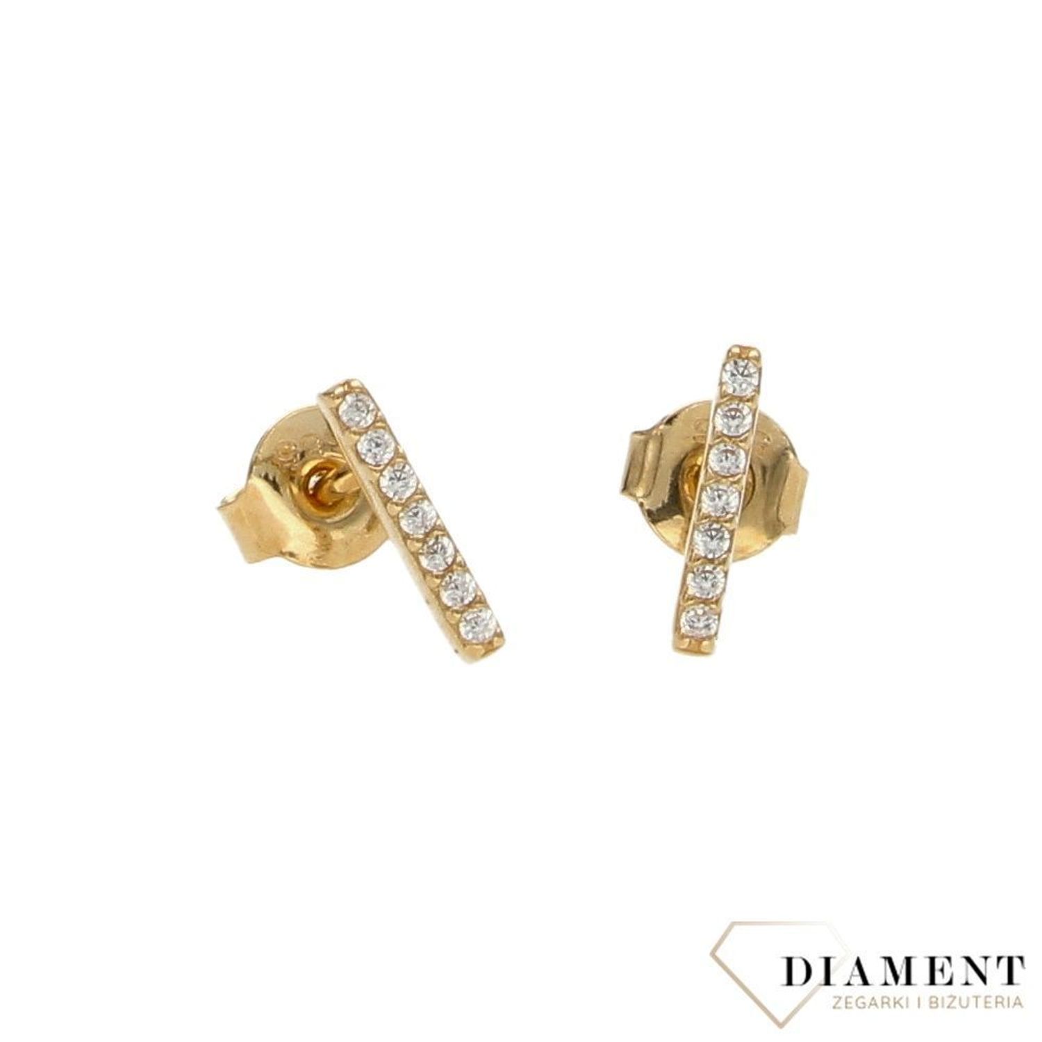 Kolczyki złote na sztyft ' Pałeczki z jasną cyrkonią ' KLC-000000-343-585.jpg