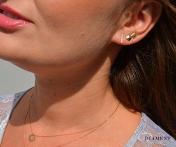 Kolczyki złote na sztyft ' Pałeczki z jasną cyrkonią ' KL3345A'. Kolczyki złote w Sklepie z Biżuterią zegarki-diament.pl✓ Piękne Kolczyki dla Kobiet✓ (2).JPG