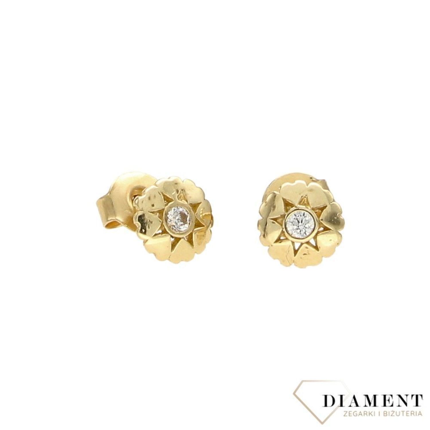Złote kolczyki 585 kwiatki z cyrkonią KLC-000000-344-585.jpg