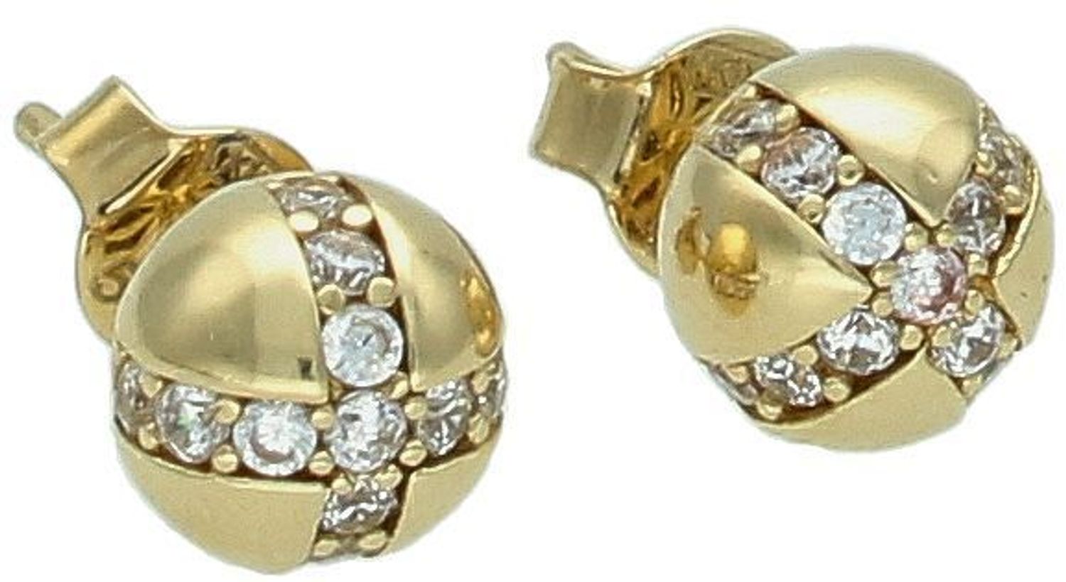 Kolczyki złote kulki z cyrkonią pr 585, KLC-000000-346-585 Złote kolczyki zostały wykonane z najwyższej jakości złota próby 585. Złote kolczyki zostały ozdobione cyrkoniami. Kunsztownie wykonane złote 1.jpg