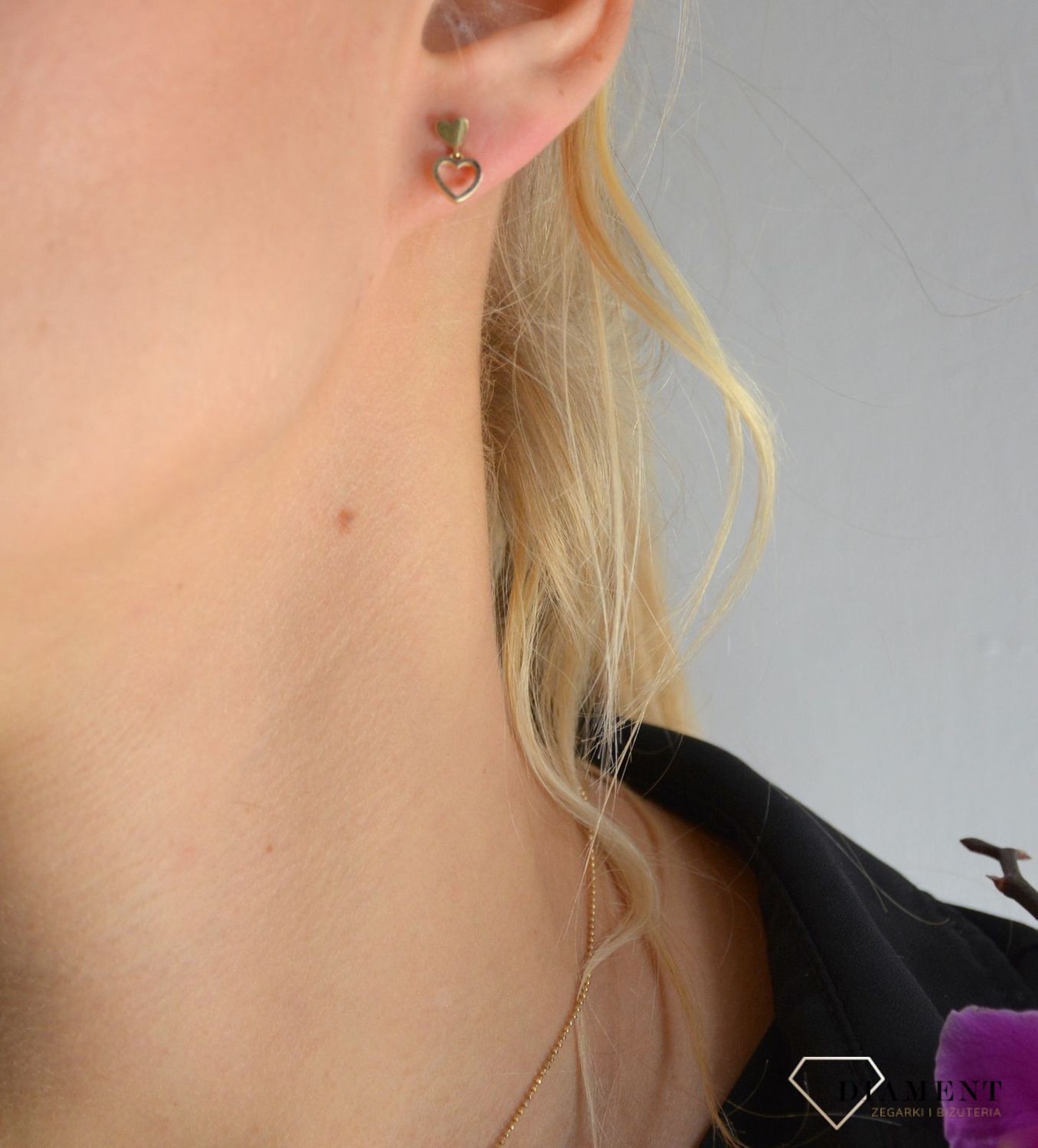Złote kolczyki KLC-000000-360-585 serca wiszące serce 585.jpg