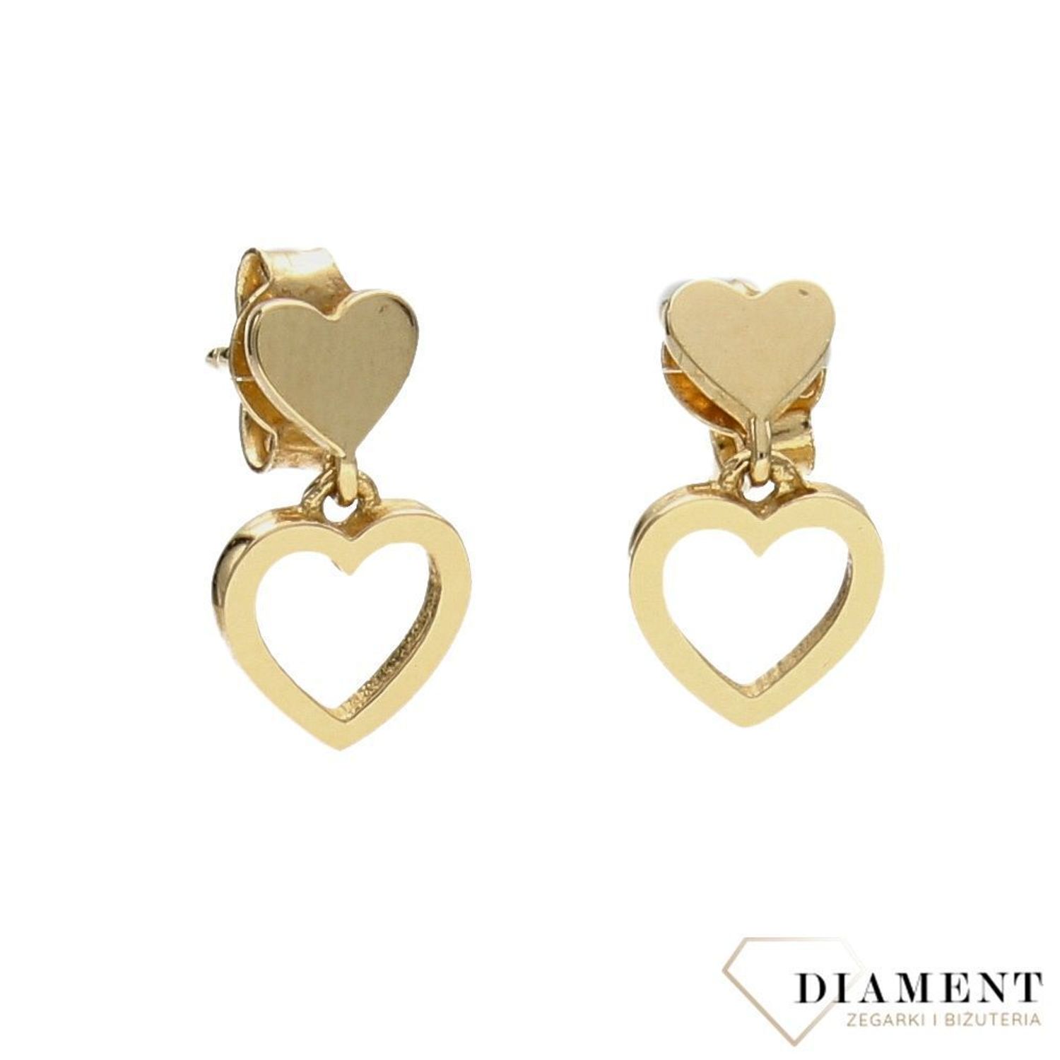 Złote kolczyki KLC-000000-360-585 serca wiszące serce 585.jpg