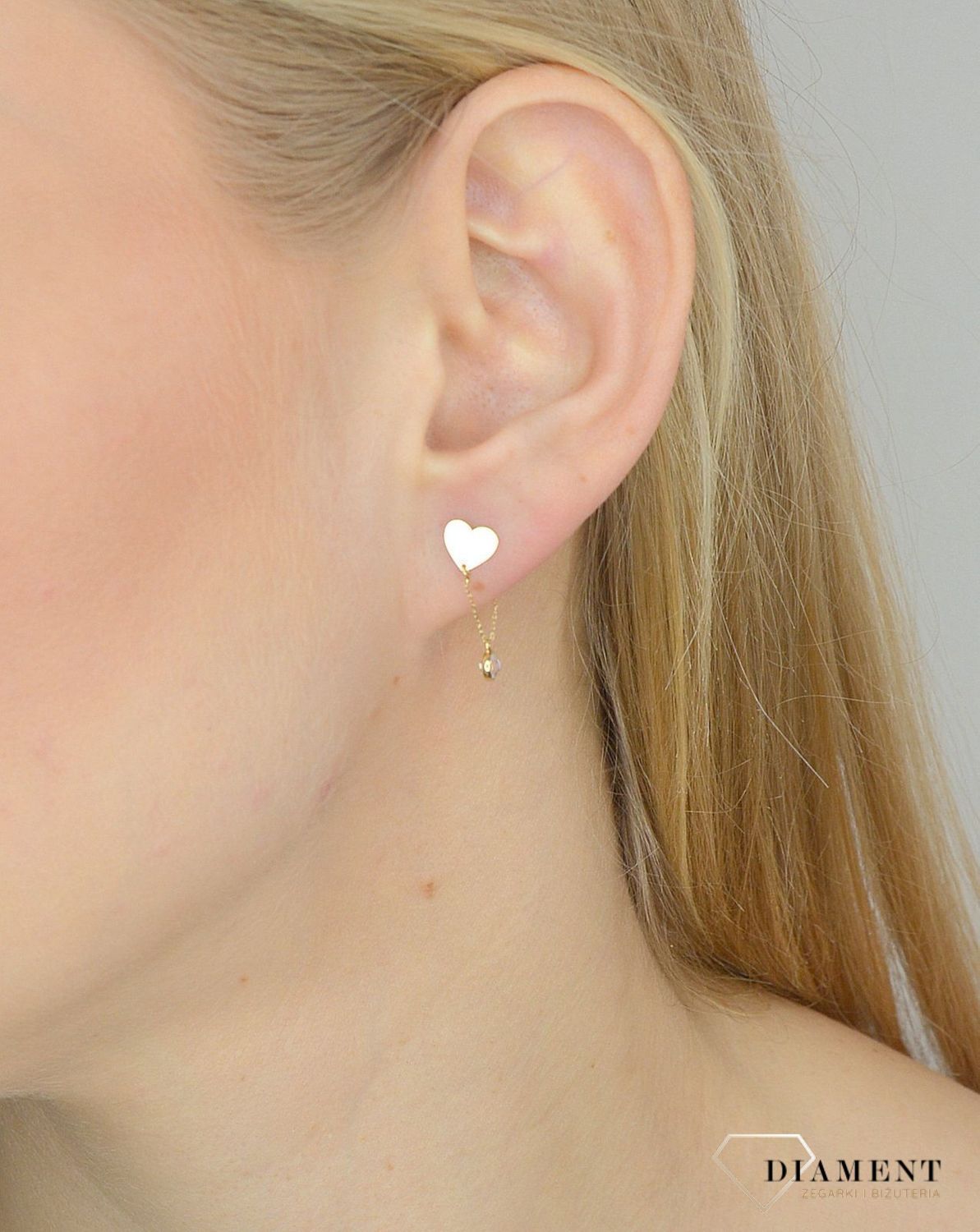 Kolczyki złote 585 serduszka z elementem wiszącym  KLC-000000-385-585.jpg