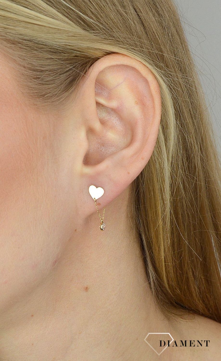 Kolczyki złote 585 serduszka z elementem wiszącym  KLC-000000-385-585.jpg