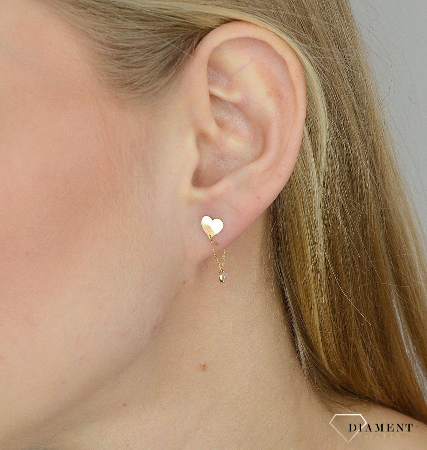 Kolczyki złote 585 serduszka z elementem wiszącym  KLC-000000-385-585.jpg