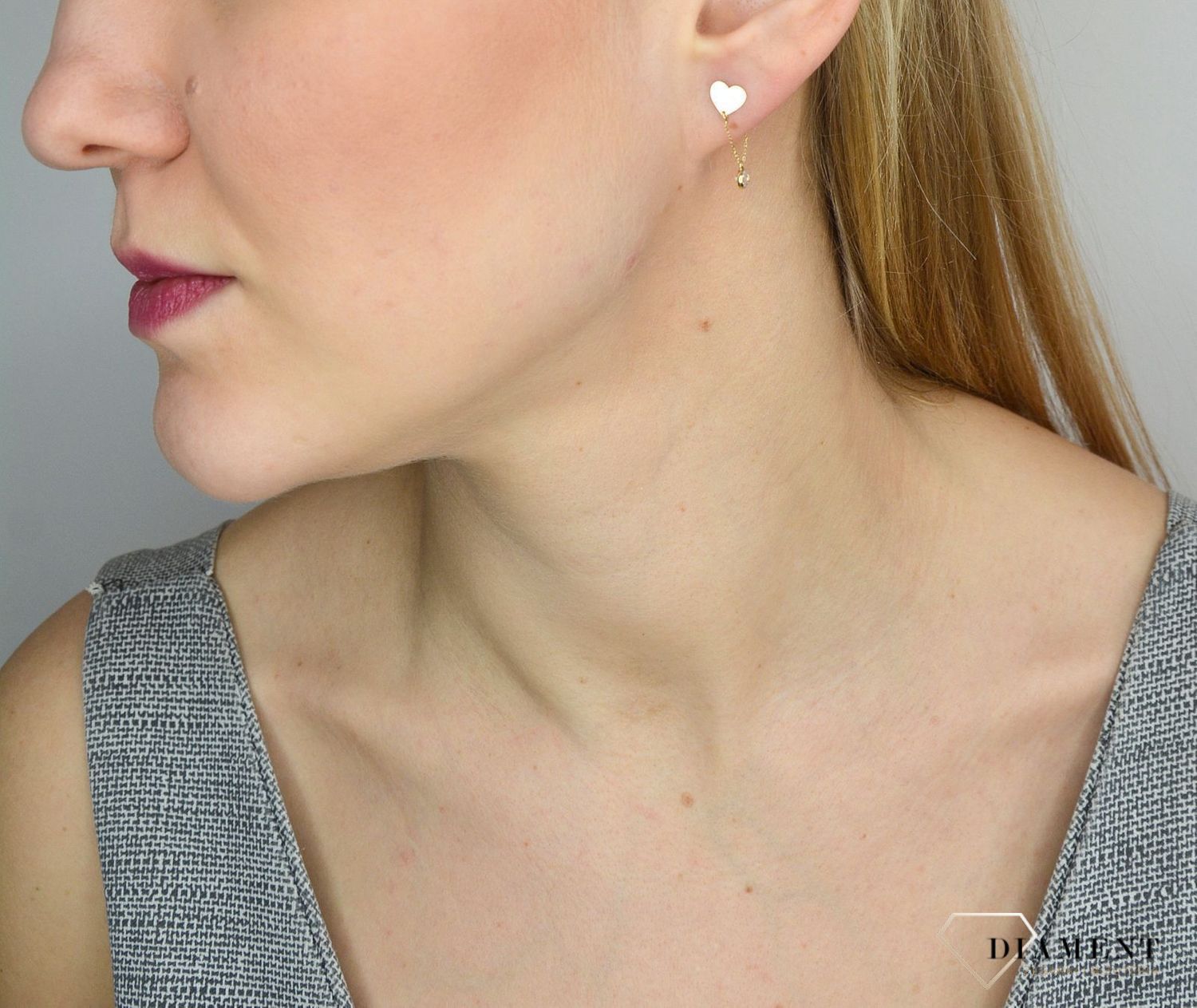 Kolczyki złote 585 serduszka z elementem wiszącym  KLC-000000-385-585.jpg