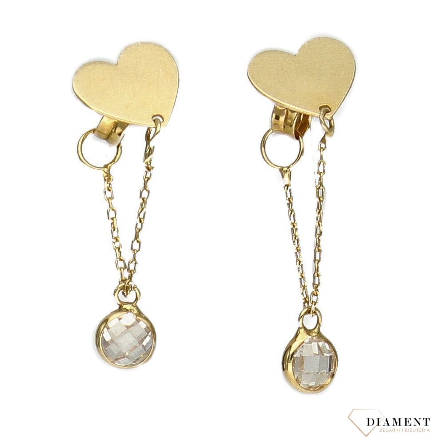 Kolczyki złote 585 serduszka z elementem wiszącym  KLC-000000-385-585.jpg