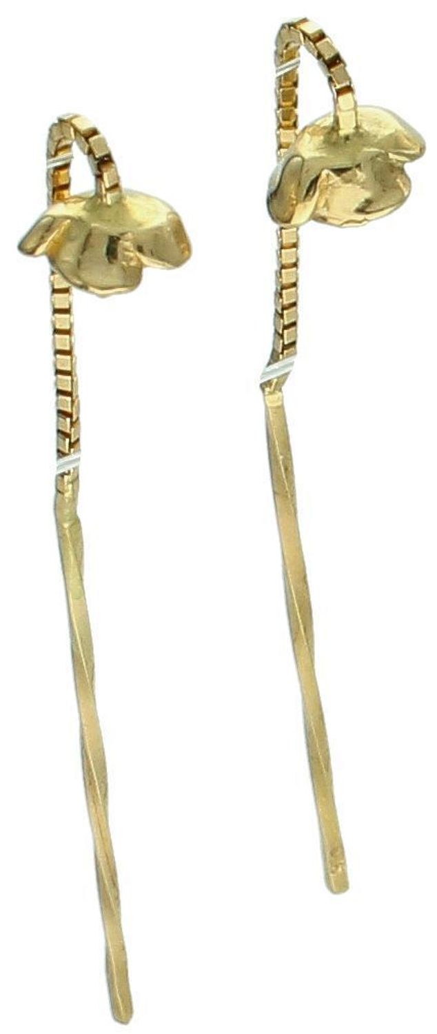 Złote kolczyki 585 przeciągane róże KLC-000000-386-585  Jeśli cenisz sobie minimalizm w dodatkach wybierz subtelne kolczyki kulki wykonane z najwyższej jakości złota 585. Kolczyki mają długość 1.jpg