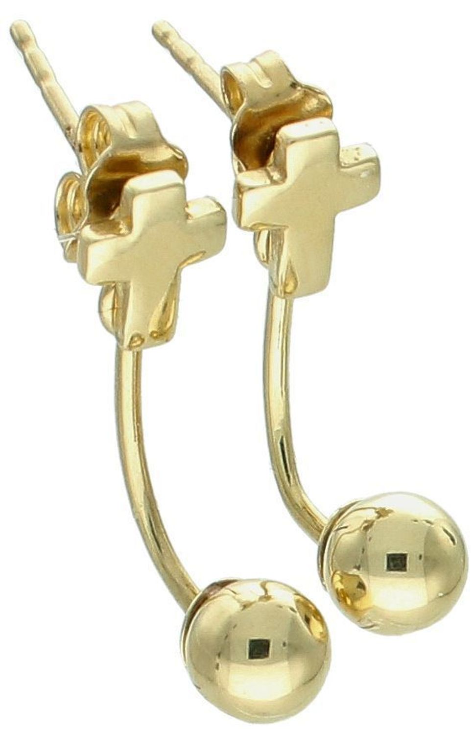 Kolczyki krzyże z wiszącą kulką 585 KLC-000000-392-585.jpg