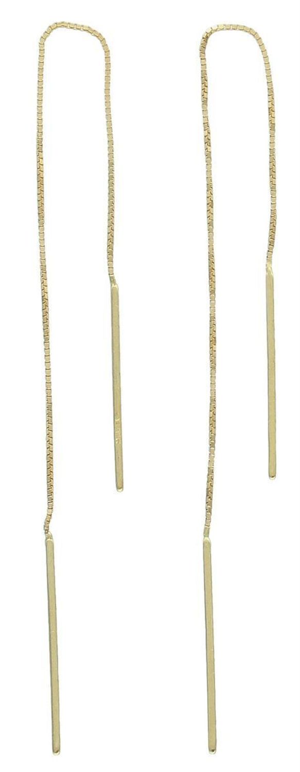 Kolczyki damskie złote 585 proste przeciągane KLC-000000-393-585 Jeśli cenisz sobie minimalizm w dodatkach wybierz subtelne kolczyki wykonane z najwyższej jakości złota 585. 1.jpg