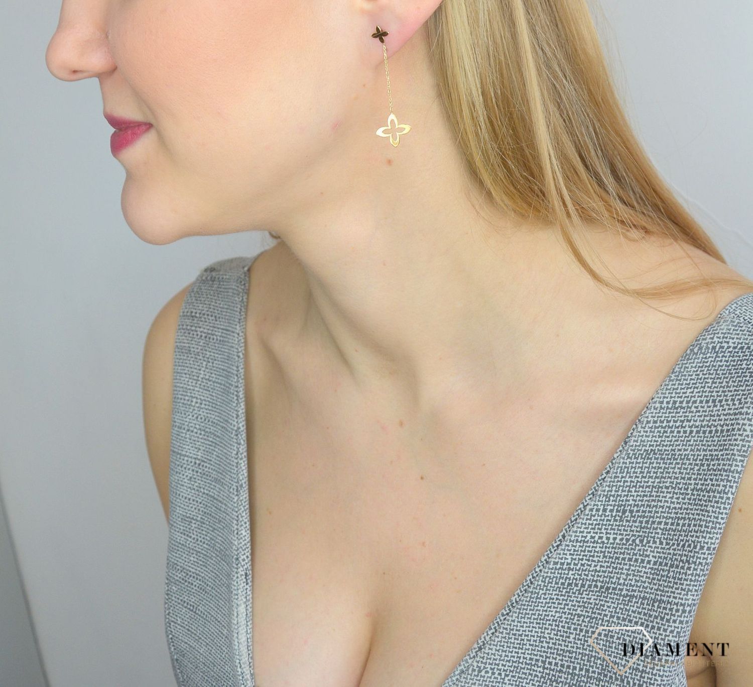 Kolczyki złote próby 585 wiszące kwiatki  KLC-000000-395-585.jpg