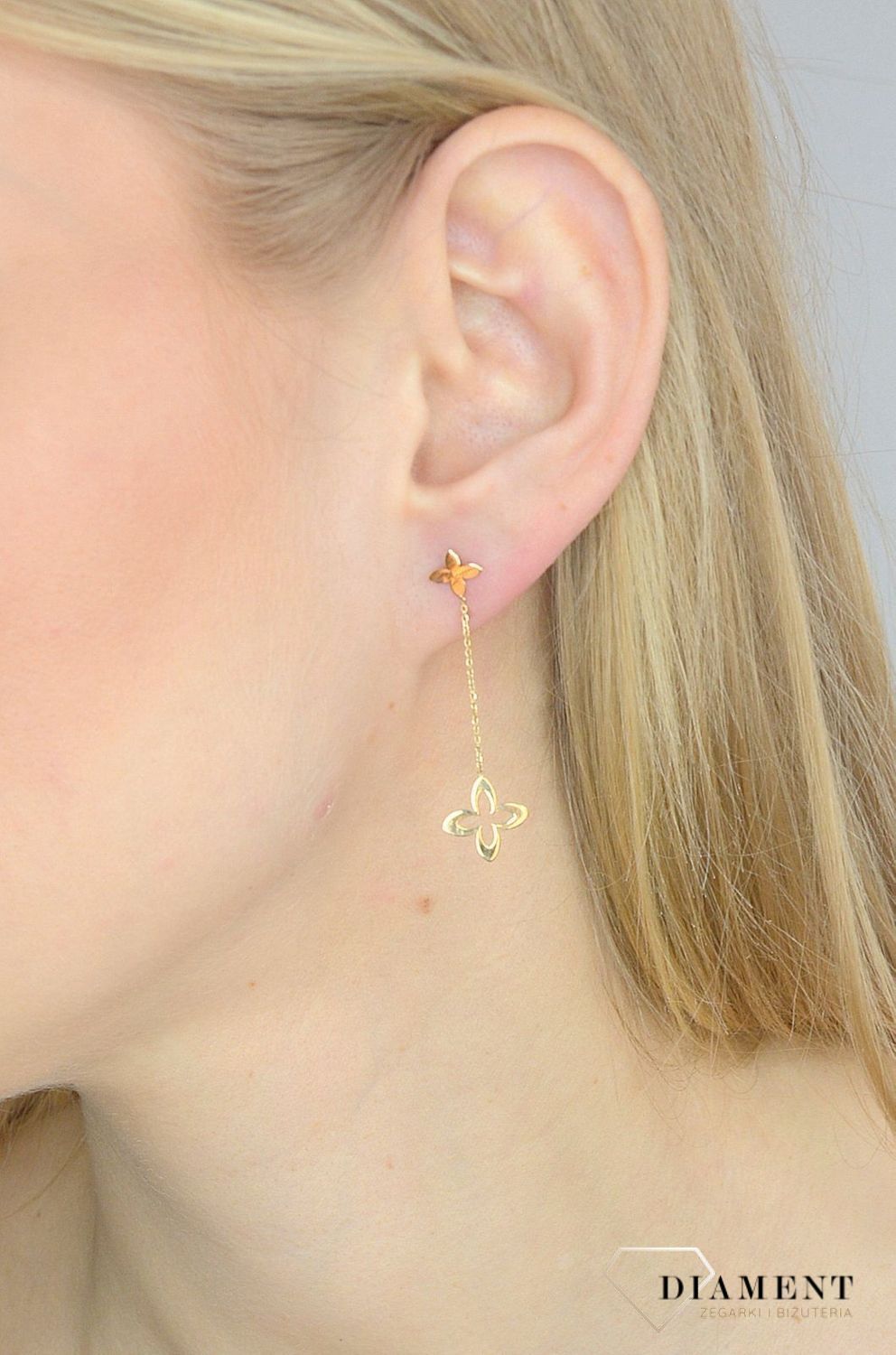 Kolczyki złote próby 585 wiszące kwiatki  KLC-000000-395-585.jpg