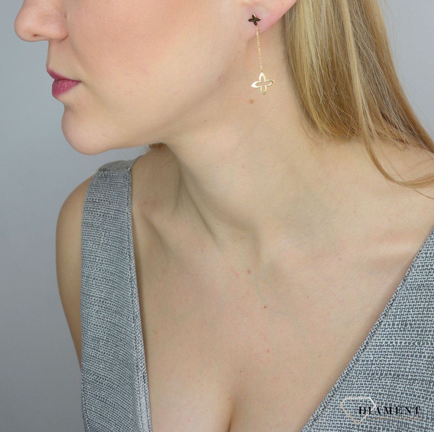 Kolczyki złote próby 585 wiszące kwiatki  KLC-000000-395-585.jpg