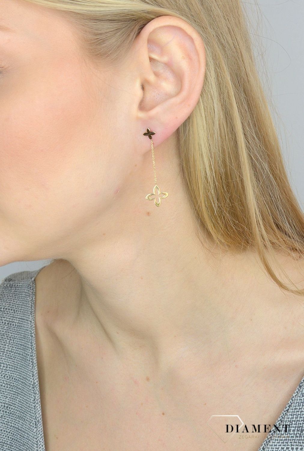 Kolczyki złote próby 585 wiszące kwiatki  KLC-000000-395-585.jpg