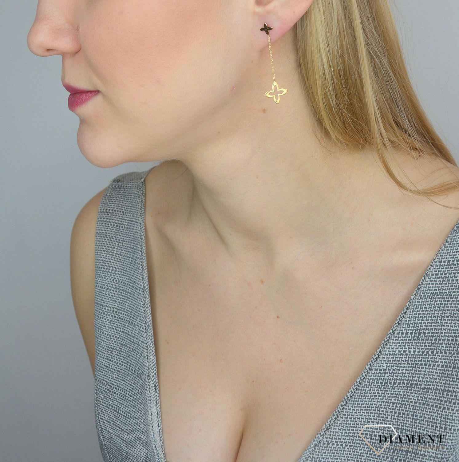 Kolczyki złote próby 585 wiszące kwiatki  KLC-000000-395-585.jpg