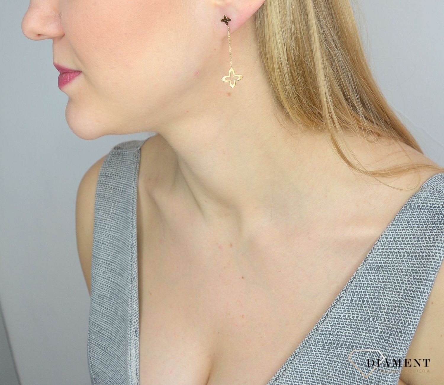 Kolczyki złote próby 585 wiszące kwiatki  KLC-000000-395-585.jpg