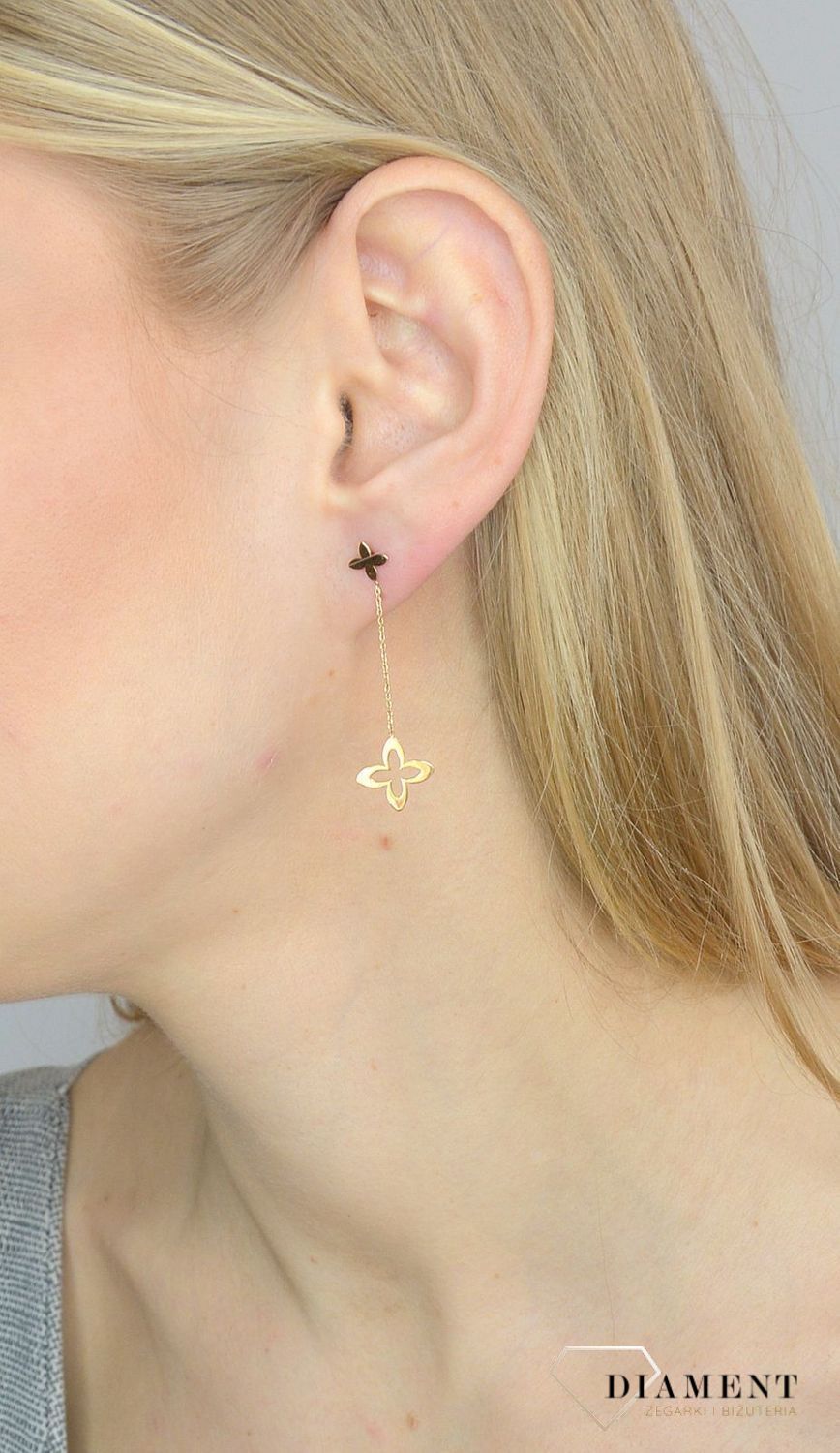 Kolczyki złote próby 585 wiszące kwiatki  KLC-000000-395-585.jpg