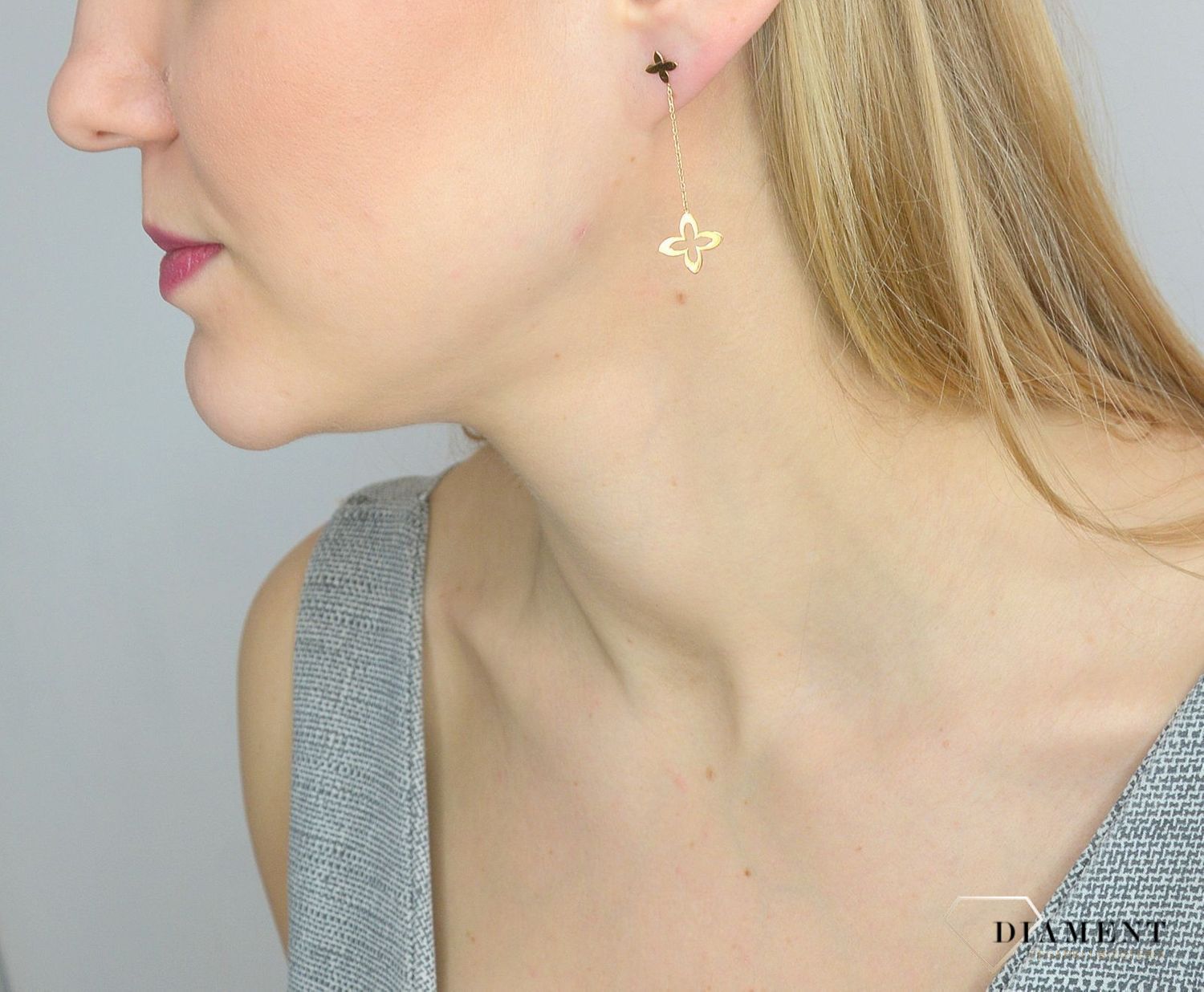 Kolczyki złote próby 585 wiszące kwiatki  KLC-000000-395-585.jpg