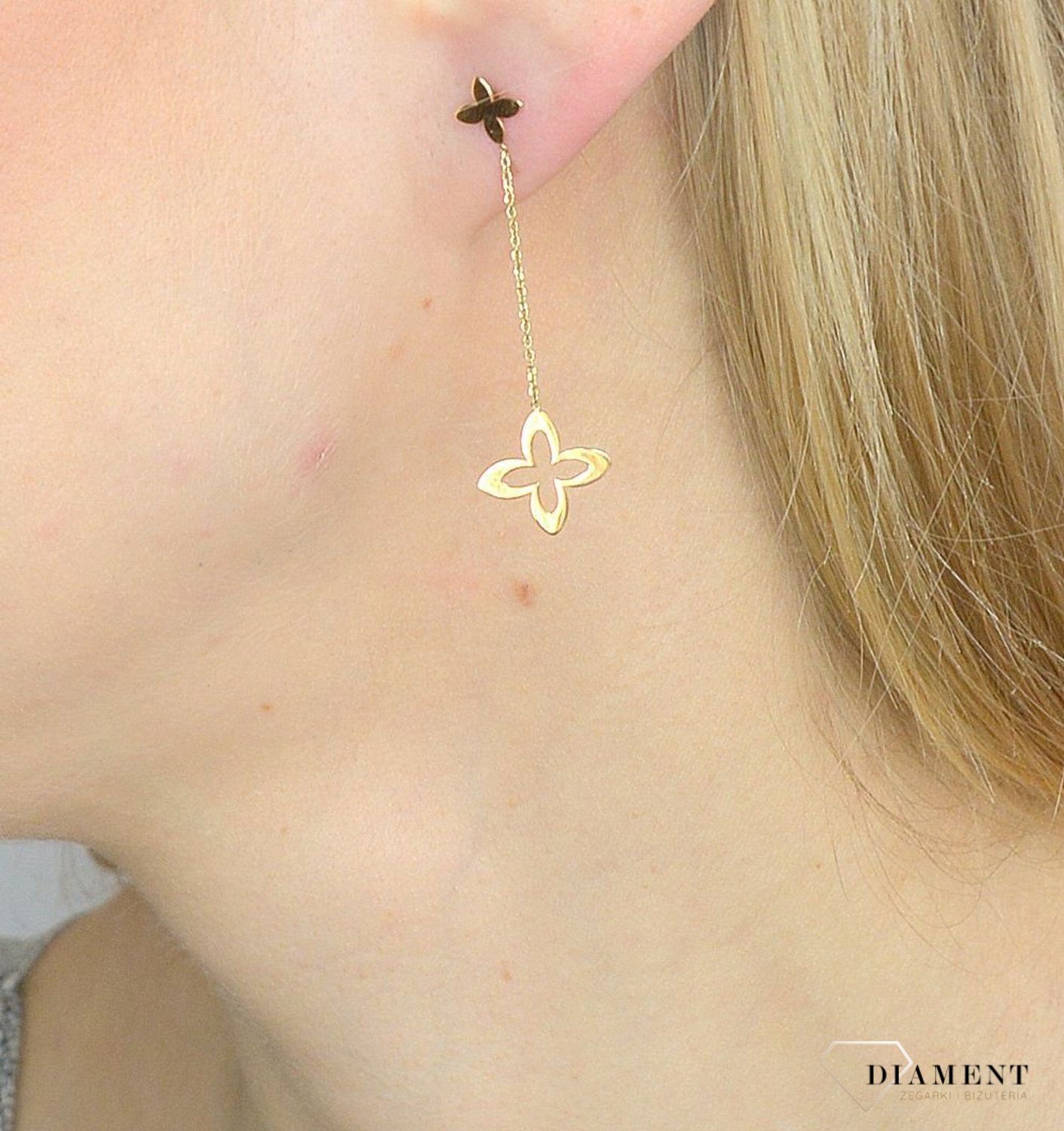 Kolczyki złote próby 585 wiszące kwiatki  KLC-000000-395-585.jpg
