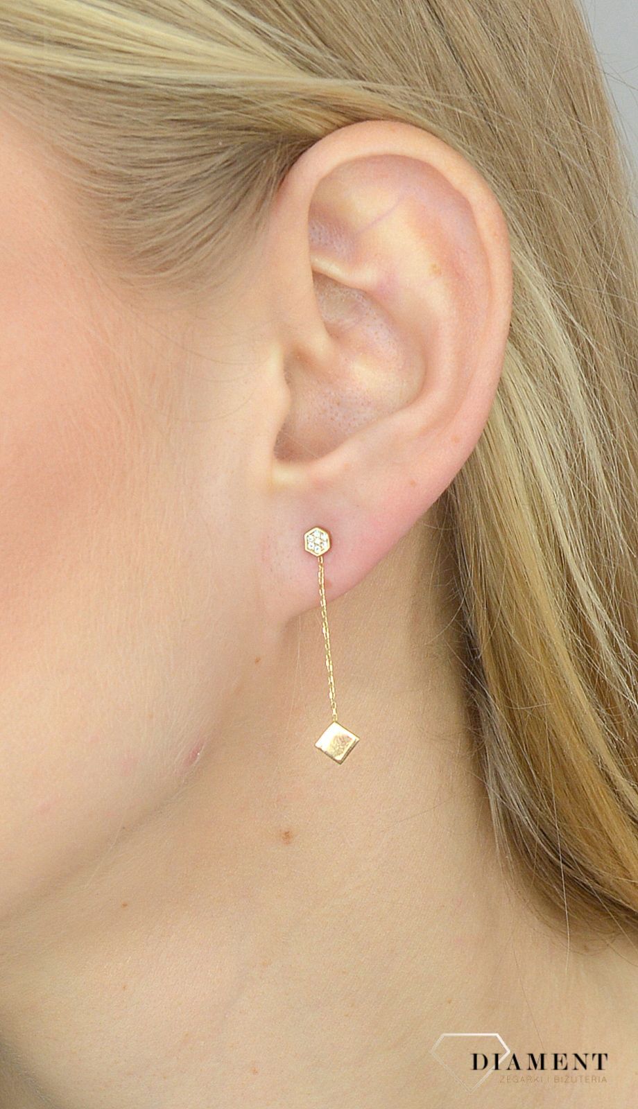 Kolczyki złote 585 próby wiszące w kształcie rombów KLC-000000-396-585.jpg