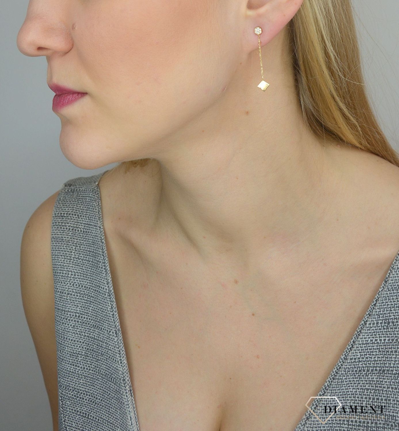 Kolczyki złote 585 próby wiszące w kształcie rombów KLC-000000-396-585.jpg