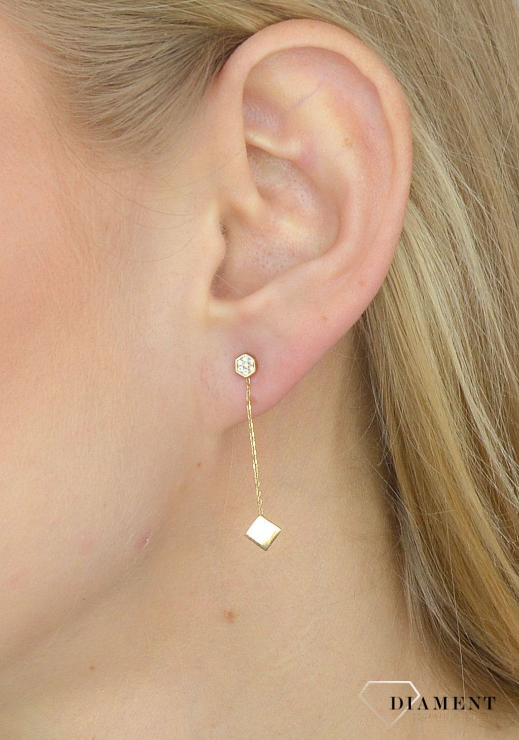 Kolczyki złote 585 próby wiszące w kształcie rombów KLC-000000-396-585.jpg
