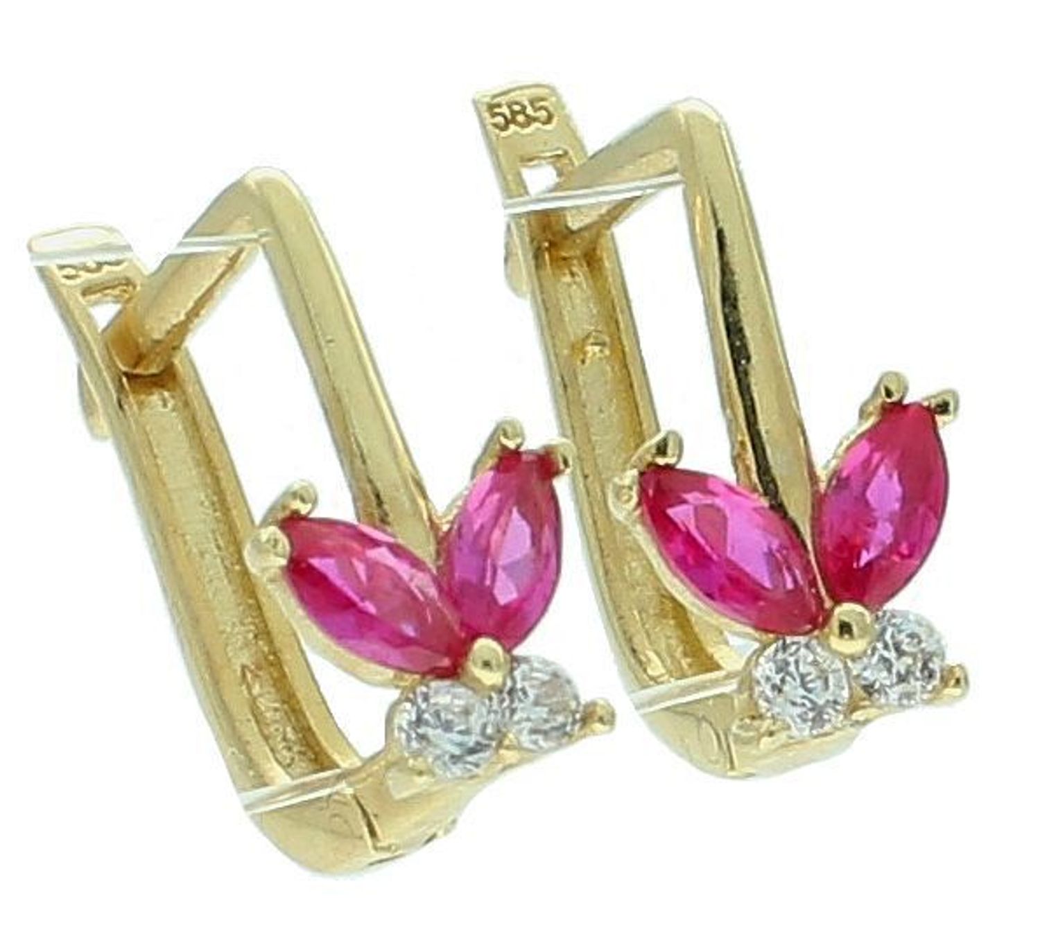 Kolczyki złote 585 dla dziewczynki z różowymi motylkami.jpg