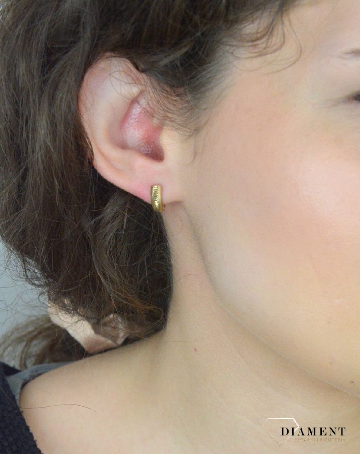 Kolczyki złote zap.angielskie z grawerem i satynowym wykończeniem pr 585, KLC-000000-426-585.jpg