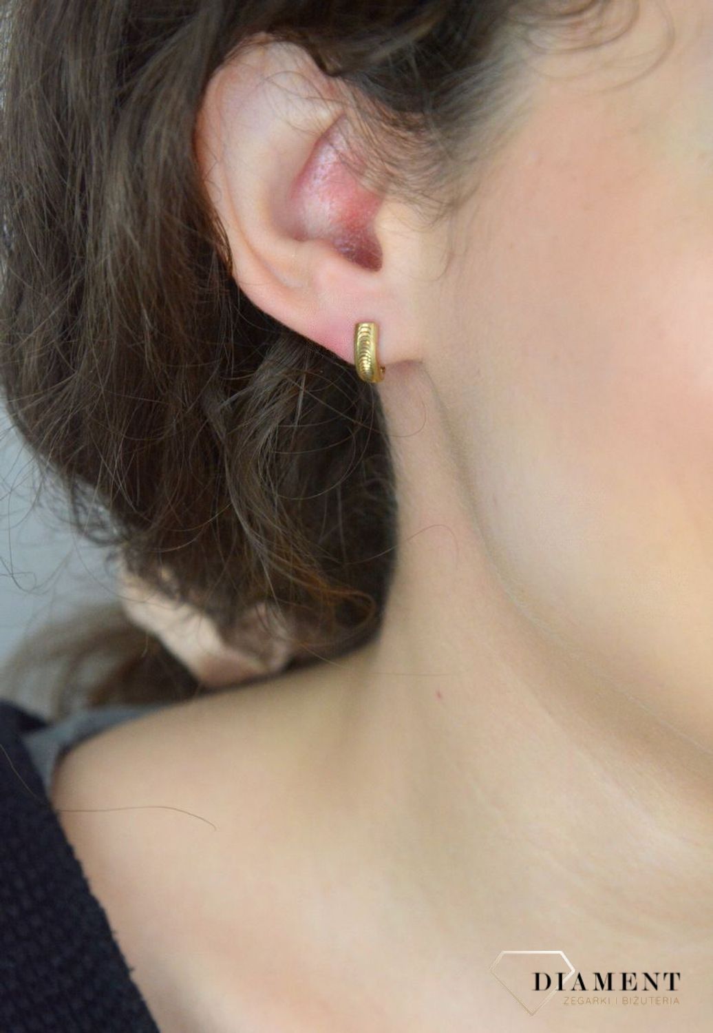 Kolczyki złote zap.angielskie z grawerem i satynowym wykończeniem pr 585, KLC-000000-426-585.jpg