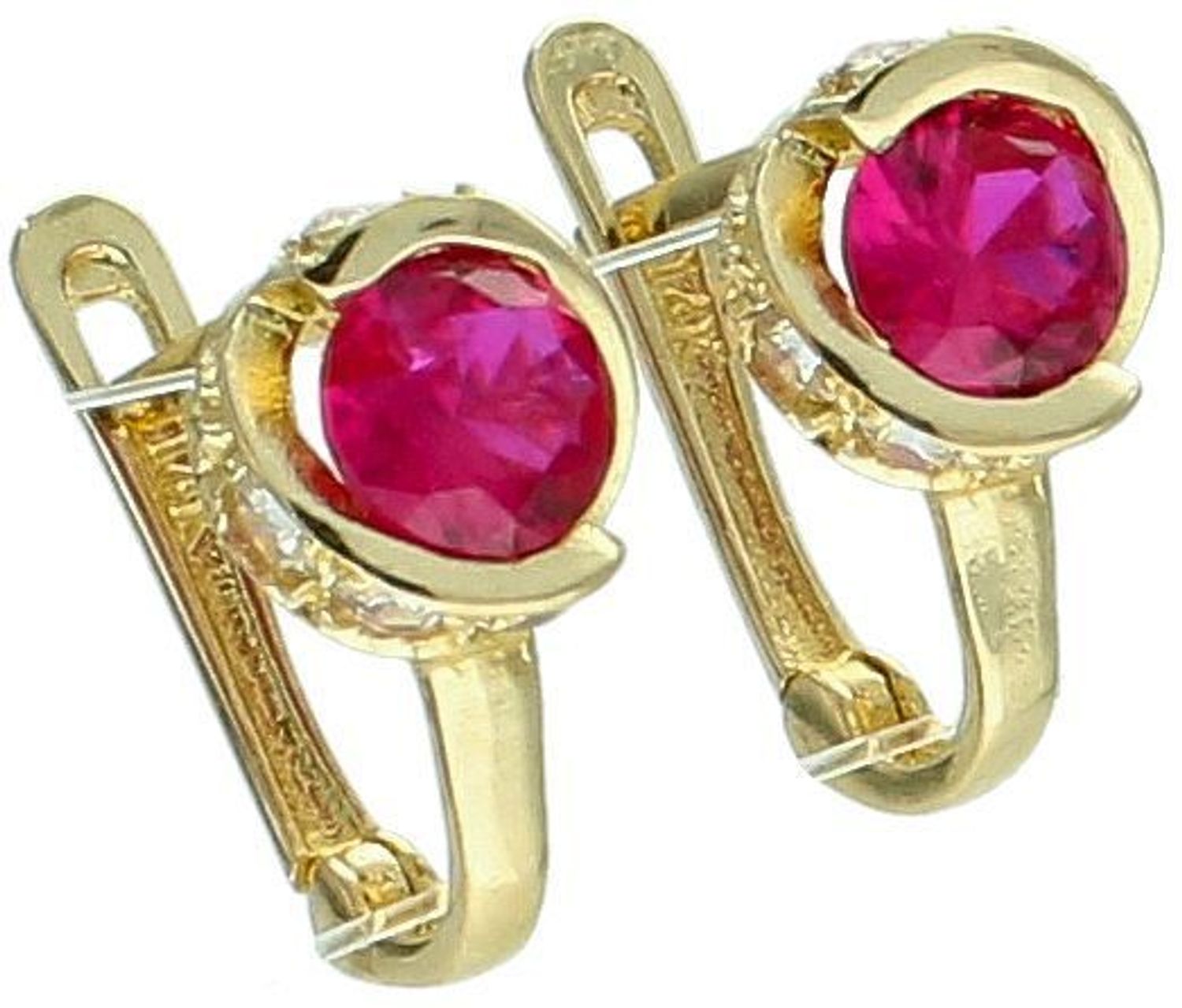 Kolczyki złote zap.ang. z różową cyrkonią pr 585, KLC-000000-427-585.jpg