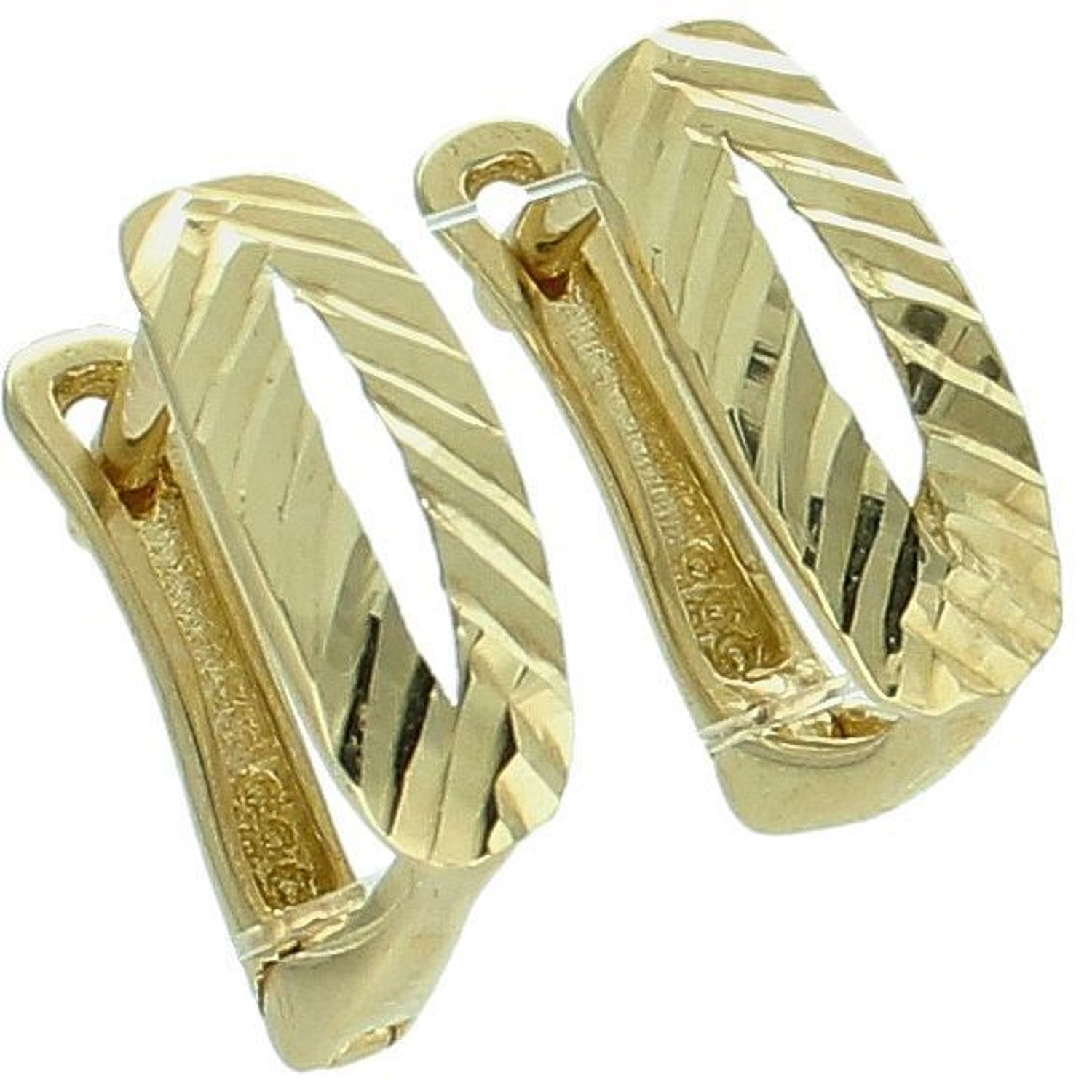 Kolczyki złote zap.ang z grawerem pr 585, KLC-000000-436-585 Kolczyki złote zapinane na angielski zamek z grawerem próby 585 o wadze 1,20 grama to 1.jpg