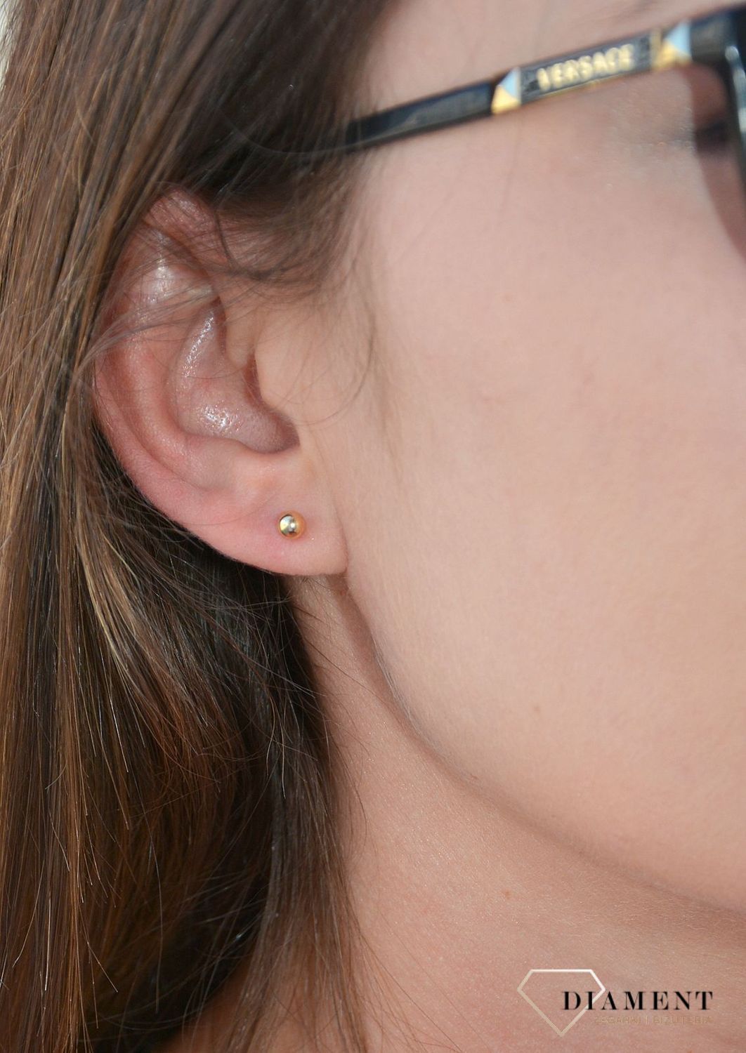 Kolczyki złote gładkie kulki 4 mm próby 585 KLC-000000-440-585.jpg