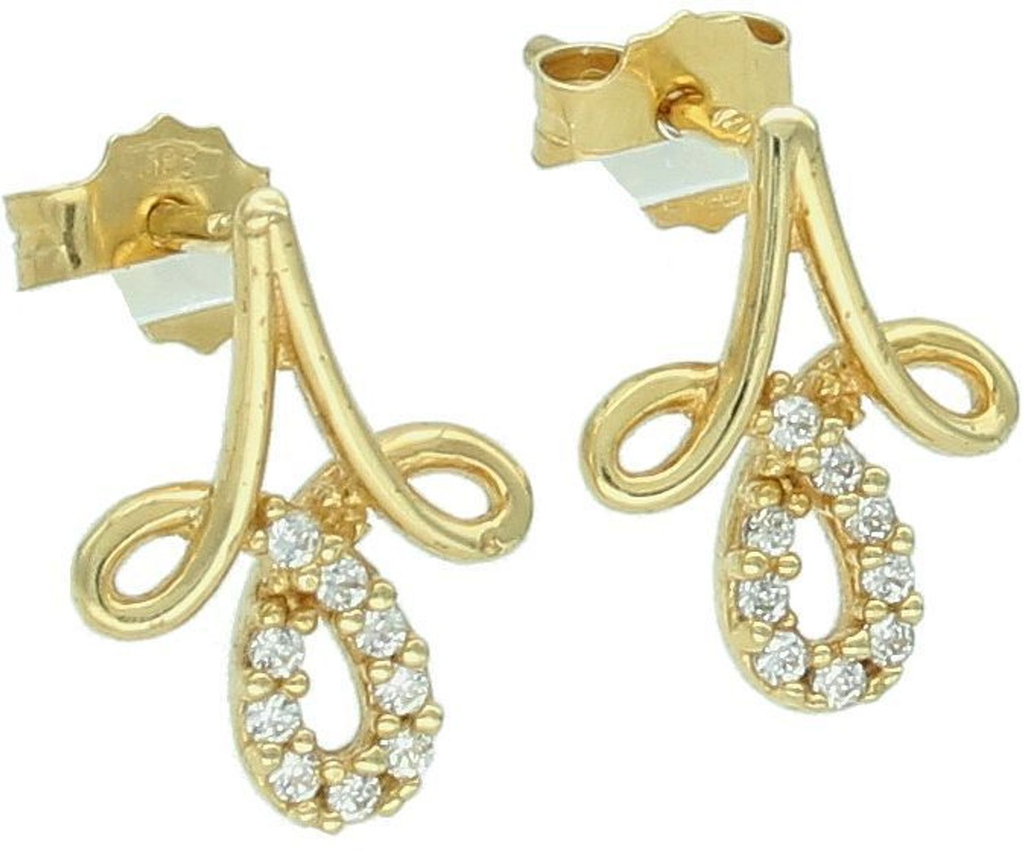 Kolczyki złote 585 ozdobny kwiat z cyrkoniami KLC-000000-458-585 Subtelny blask 14-karatowego białego złota, próby 585 szlachetnego kruszcu, zamknięty w uroczej formie delikatnego kwiatu. 1.jpg