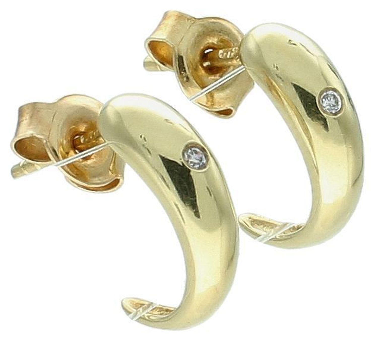 Kolczyki złote półksiężyce wygięte z cyrkonią, wkrętki próba 585 KLC-000000-465-585. Kolczyki złote na prezent. Kolczyki złota półkola. Kolczyki złote dla dziewczynki. Kolczyki złote na 1.jpg