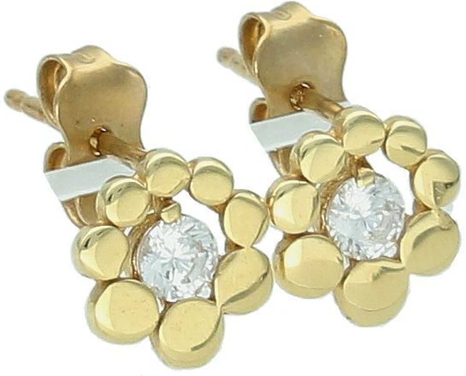 Kolczyki damskie złote kwiatki z cyrkonią 585 KLC-000000-471-585 Złote kolczyki próby 585 w kształcie kwiatków to uroczy i elegancki dodatek, który doda blasku każdej stylizacj1.jpg