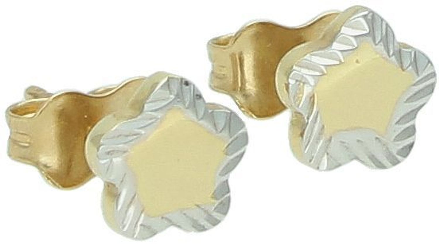 Kolczyki złote 585 kwiatki z białym złotem KLC-000000-489-585 Ten delikatny i bardzo prosty wzór doskonale nadaje się również dla nastolatek i młodych kobiet. Piękne kolczyki, 1.jpg