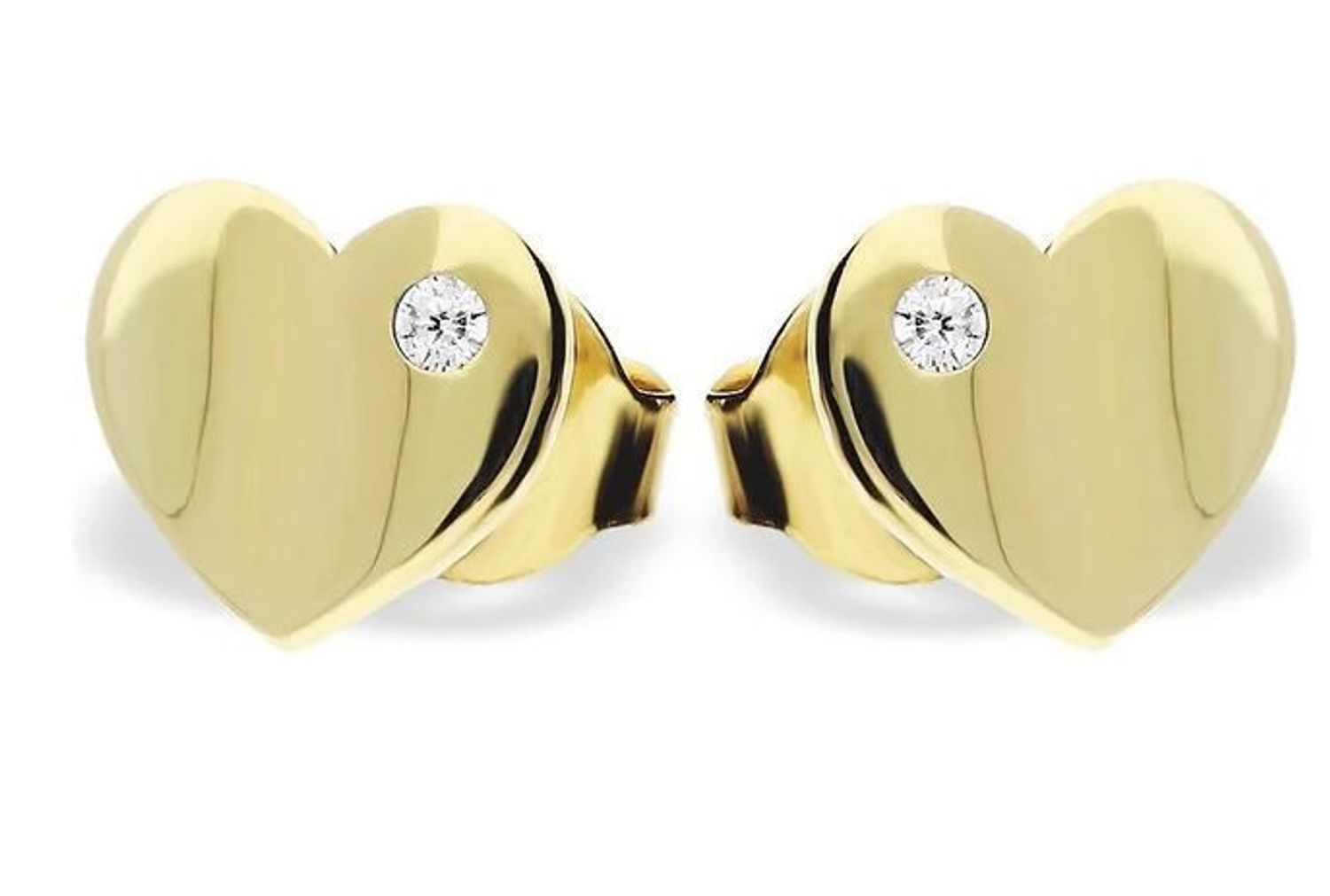 kolczyki-zlote-gladkie-serce-z-Kolczyki damskie złote gładkie serca z cyrkonią 585 KLC-000000-490-585 Damskie kolczyki wykonane ze złota próby 585.jpg