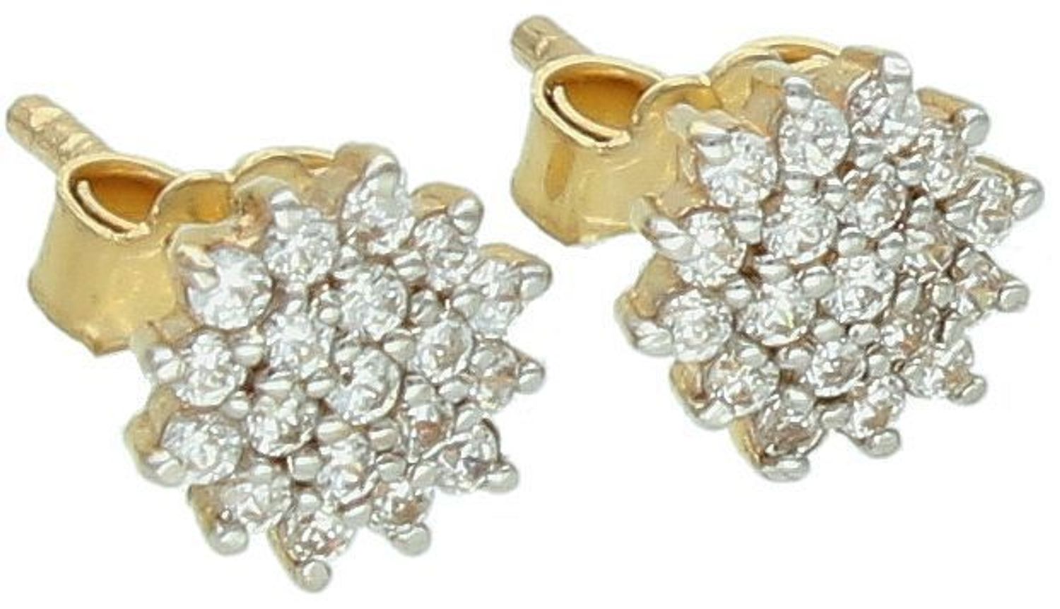 Kolczyki złote 585 wysadzane drobnymi cyrkoniami KLC-000000-491-585  Subtelny blask 14-karatowego białego złota, próby 585 szlachetnego kruszcu, zamknięty w uroczej formie delikatnego kwiatu. 1.jpg