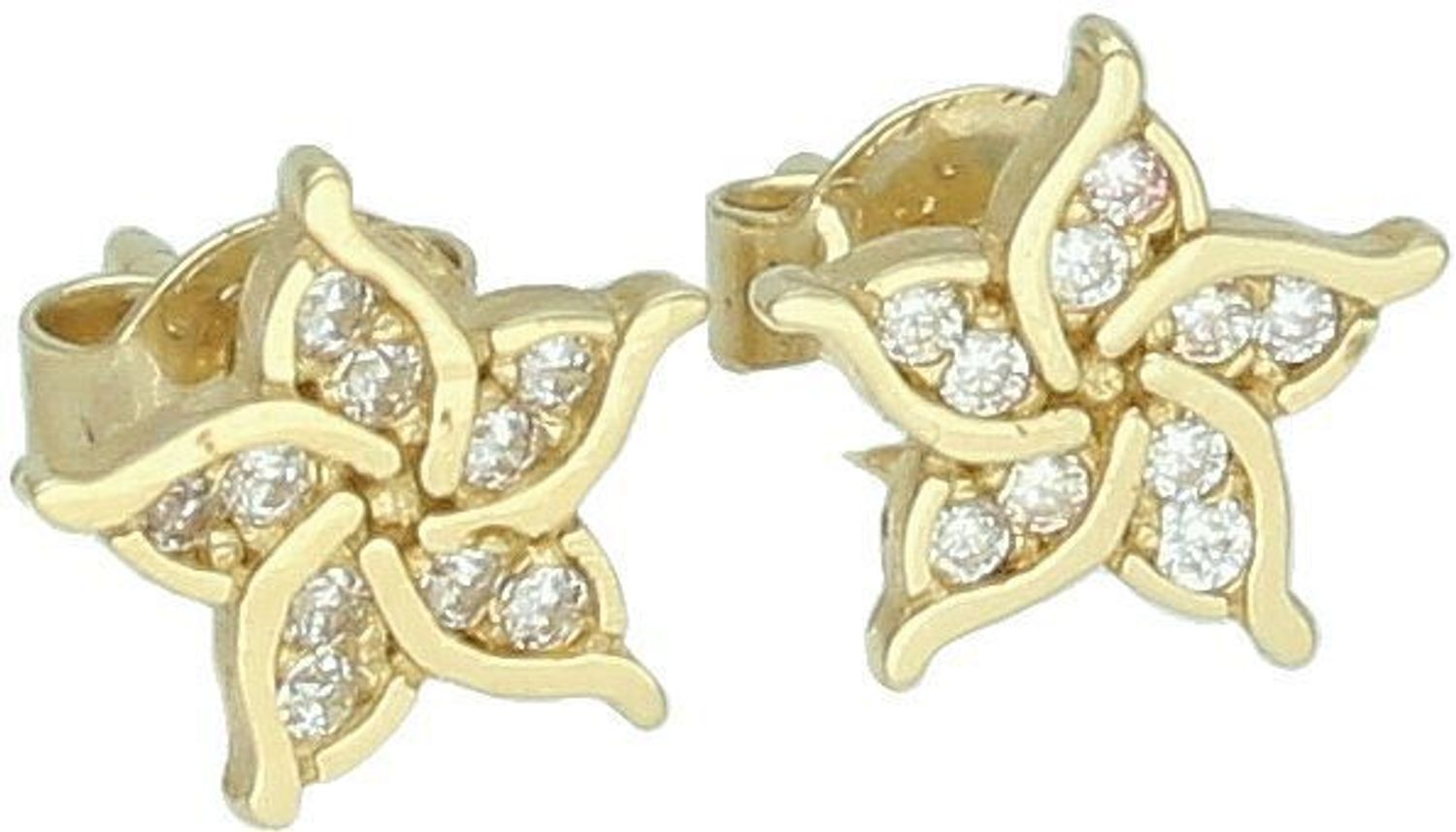 Kolczyki złote 585 kwiatuszki z cyrkonią KLC-000000-492-585 Subtelny blask 14-karatowego białego złota, próby 585 szlachetnego kruszcu, zamknięty w uroczej formie delikatnego kwiatu.1.jpg
