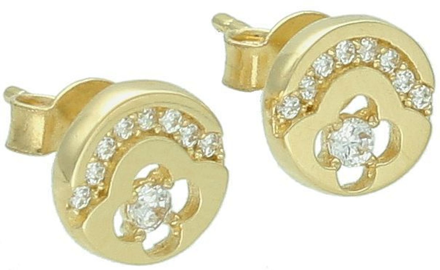 Kolczyki okrągłe złote 585 z cyrkoniami KLC-000000-494-585 Eleganckie, złote okrągłe kolczyki wykonane z próby złota 585 o wadze około 1,42 g i szerokości 0,8 cm. 1.jpg