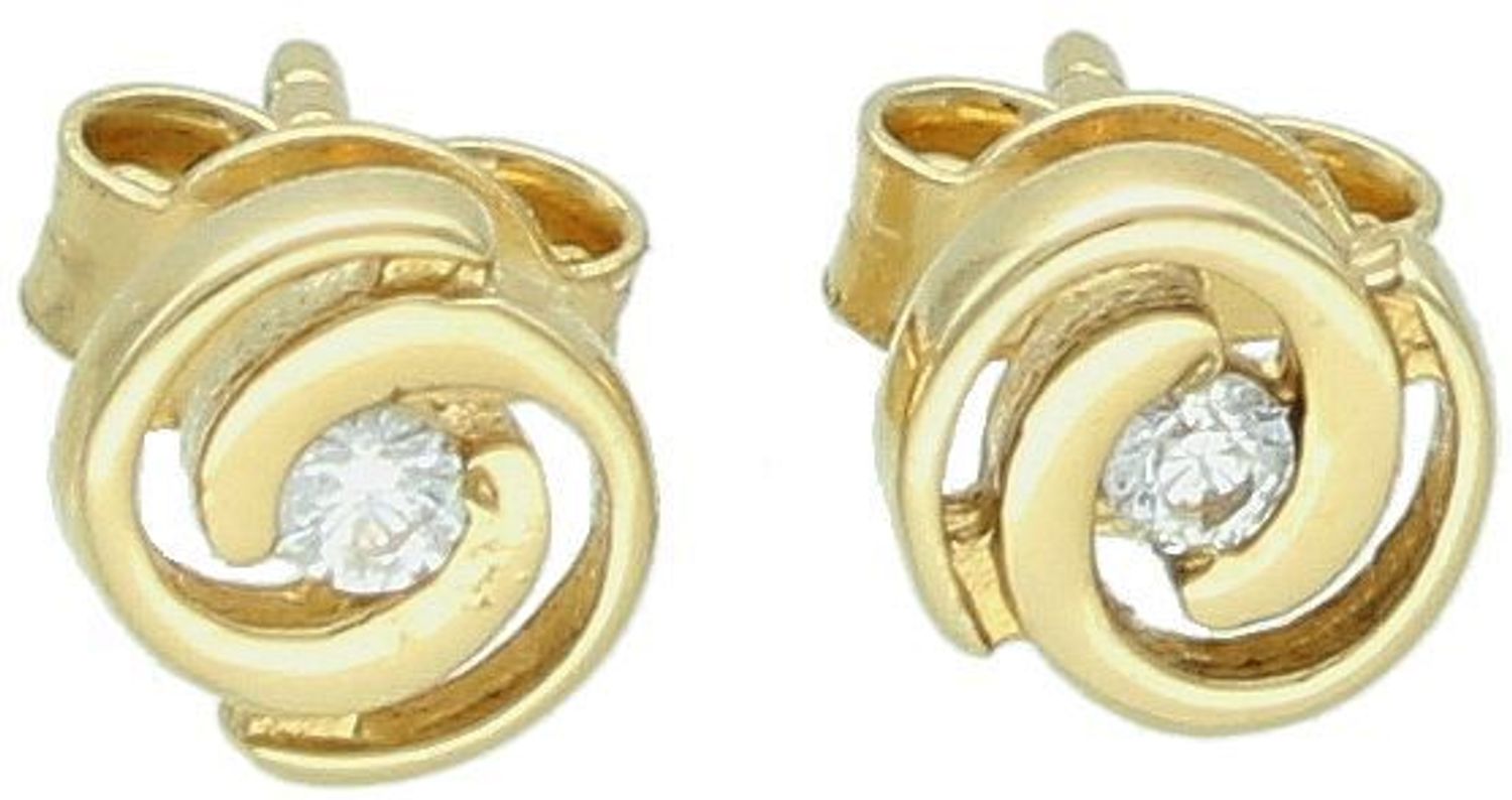 Kolczyki złote 585 spiralki z cyrkonią KLC-000000-504-585 Kolczyki złote 585 spiralki z cyrkonią KLC-000000-504-585. Kolczyki ozdobione delikatnym elementem. 1.jpg