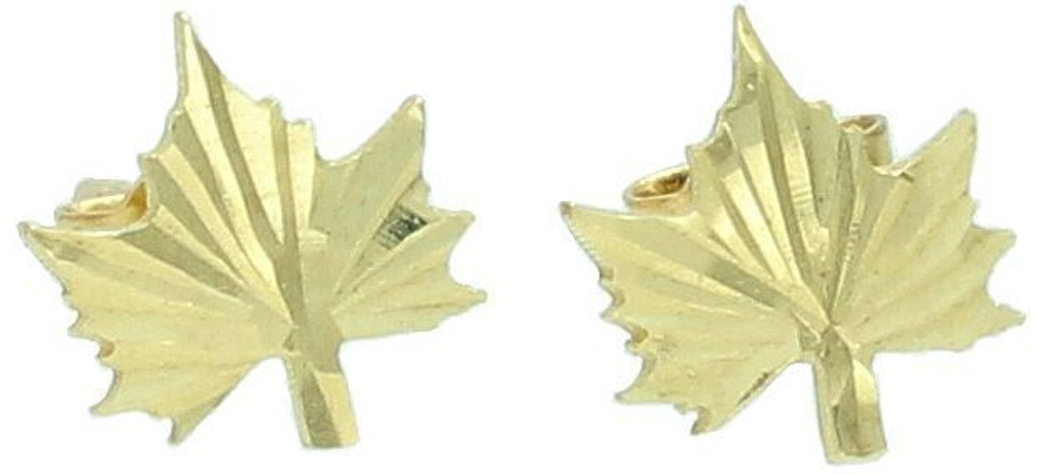 Złote kolczyki liście klonu próba 585  KLC-000000-507-585 Złote kolczyki zostały wykonane z wysokiej jakości złota próby 585. Złote kolczyki listki, ozdobione grawerem. Kunsztownie 1.jpg